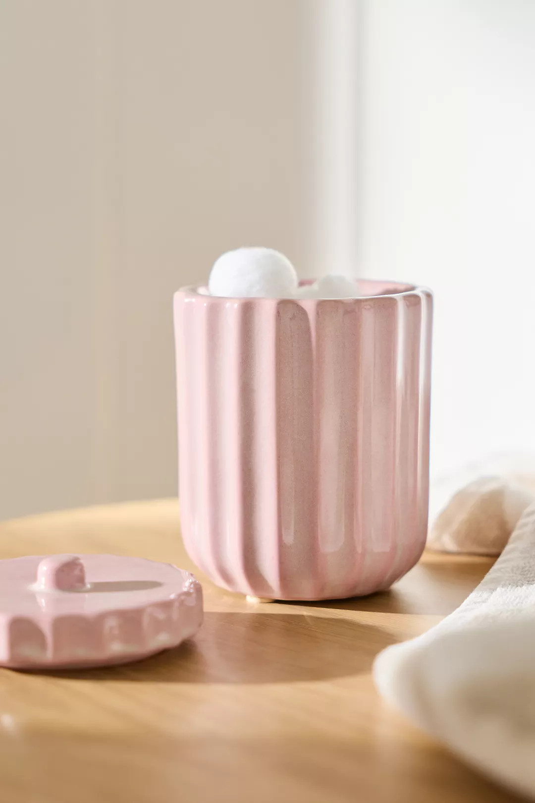 Reactive Ribbed Ceramic Bath Canister | Anthropologie (US)
