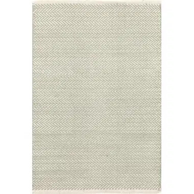 Herringbone Handmade Flatweave Cotton Sage Green Area Rug | Wayfair North America