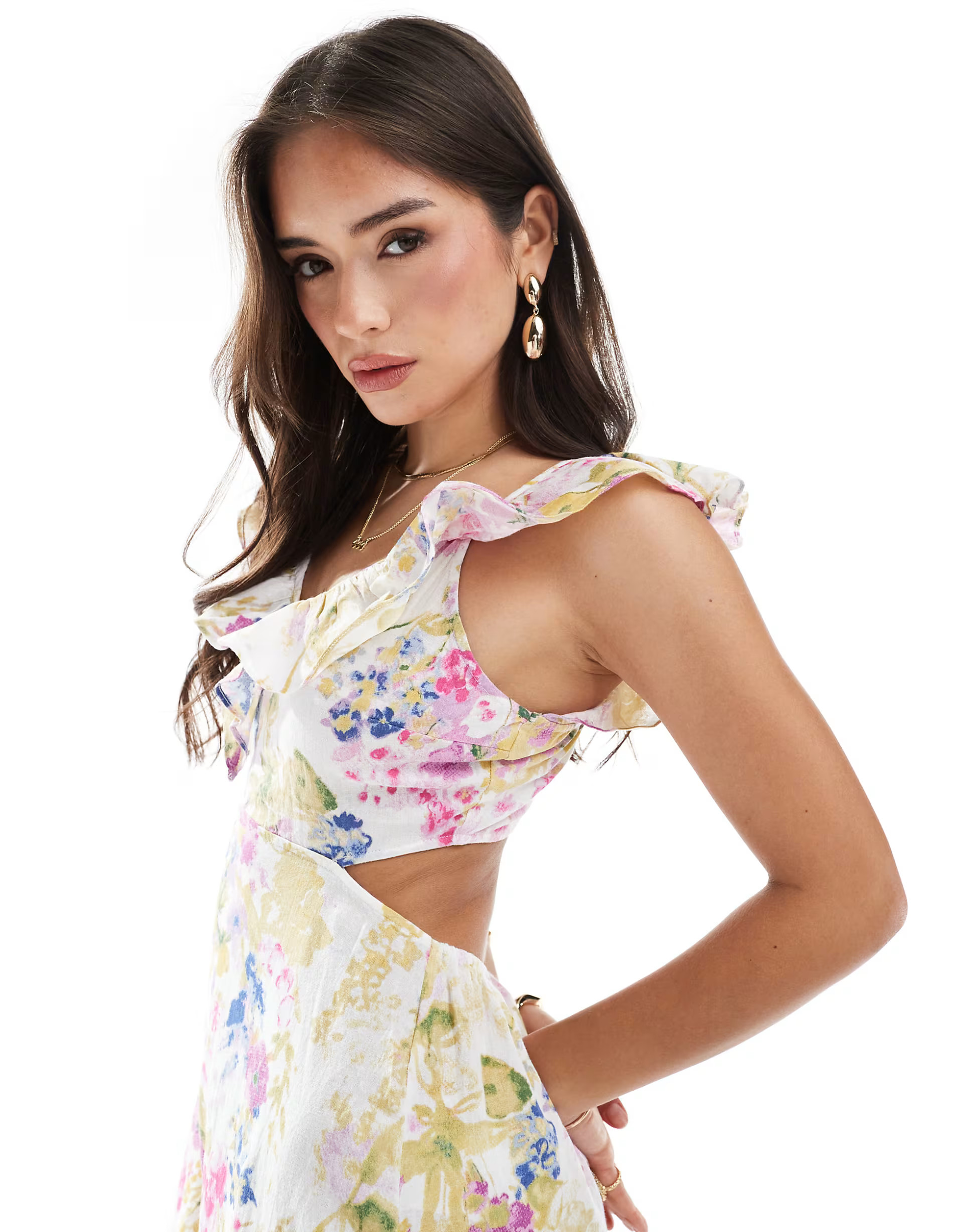 Vero Moda ruffle detail maxi dress in floral multi | ASOS | ASOS (Global)