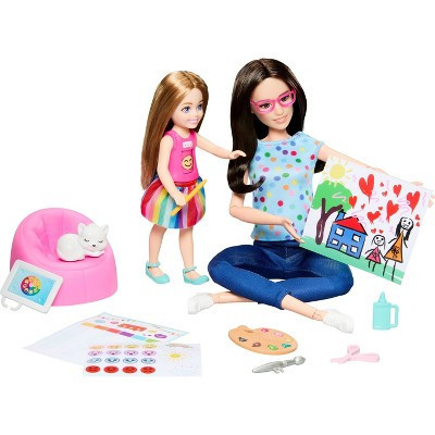Barbie Art Therapy Playset with 2 Dolls, Pet & Accessories, Shirt on Small Doll Rotates Emoji (Target Exclusive) | Target