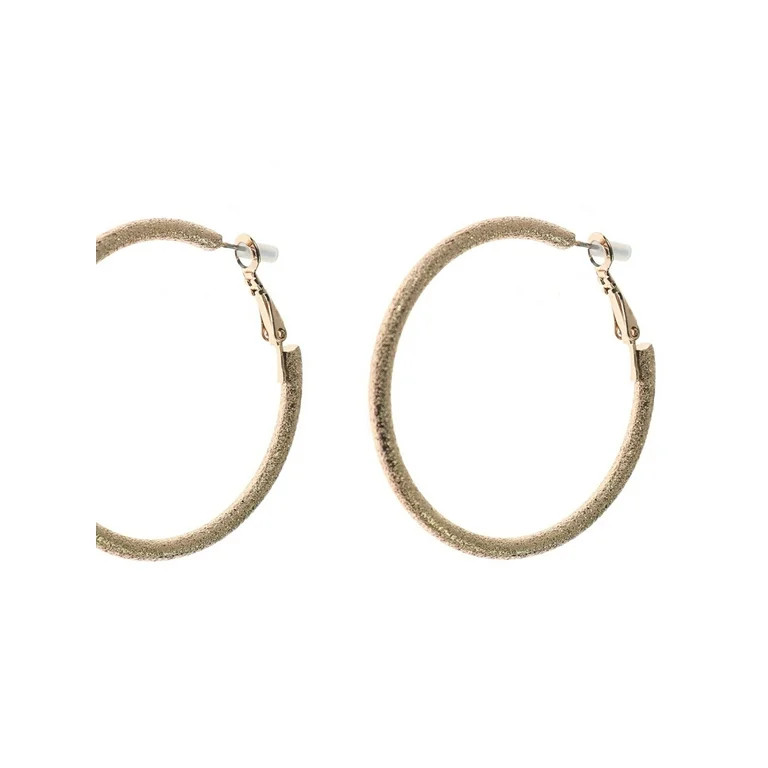 Time and Tru Woman's Textured Hoop Earring, Gold - Walmart.com | Walmart (US)