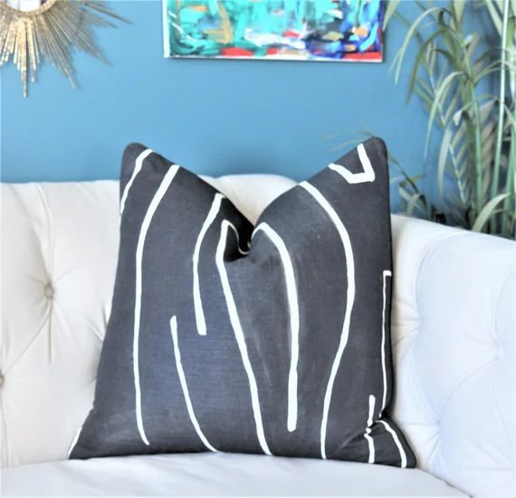 Kelly Wearstler Graffito Pillow Cover - Onyx Modern Pillow - Designer Geometric Pillow Cover - Lee J | Etsy (US)