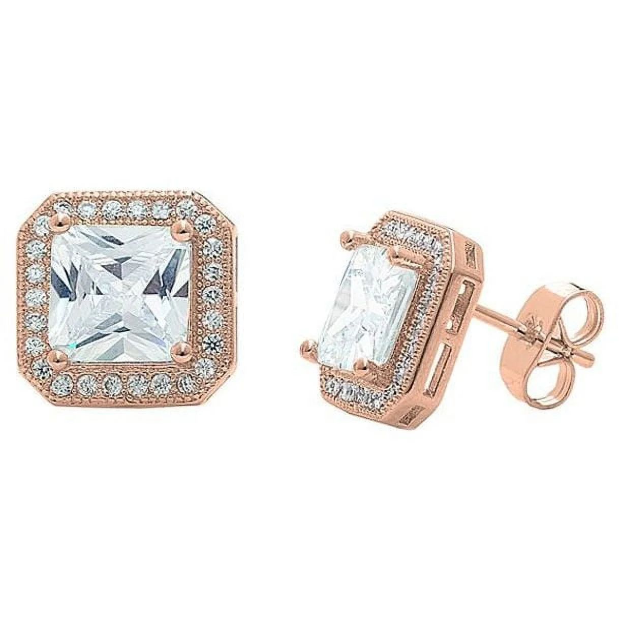 Cate & Chloe Norah 18k Rose Gold Plated CZ Stud Earrings | Women's Crystal Earrings, Jewelry Gift... | Walmart (US)