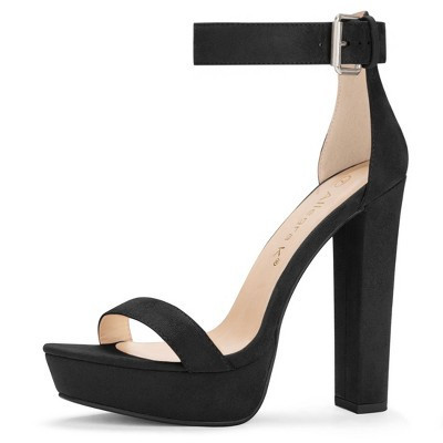 Allegra K Women's Open Toe Platform High Block Heel Ankle Strap Sandals Black 9 | Target