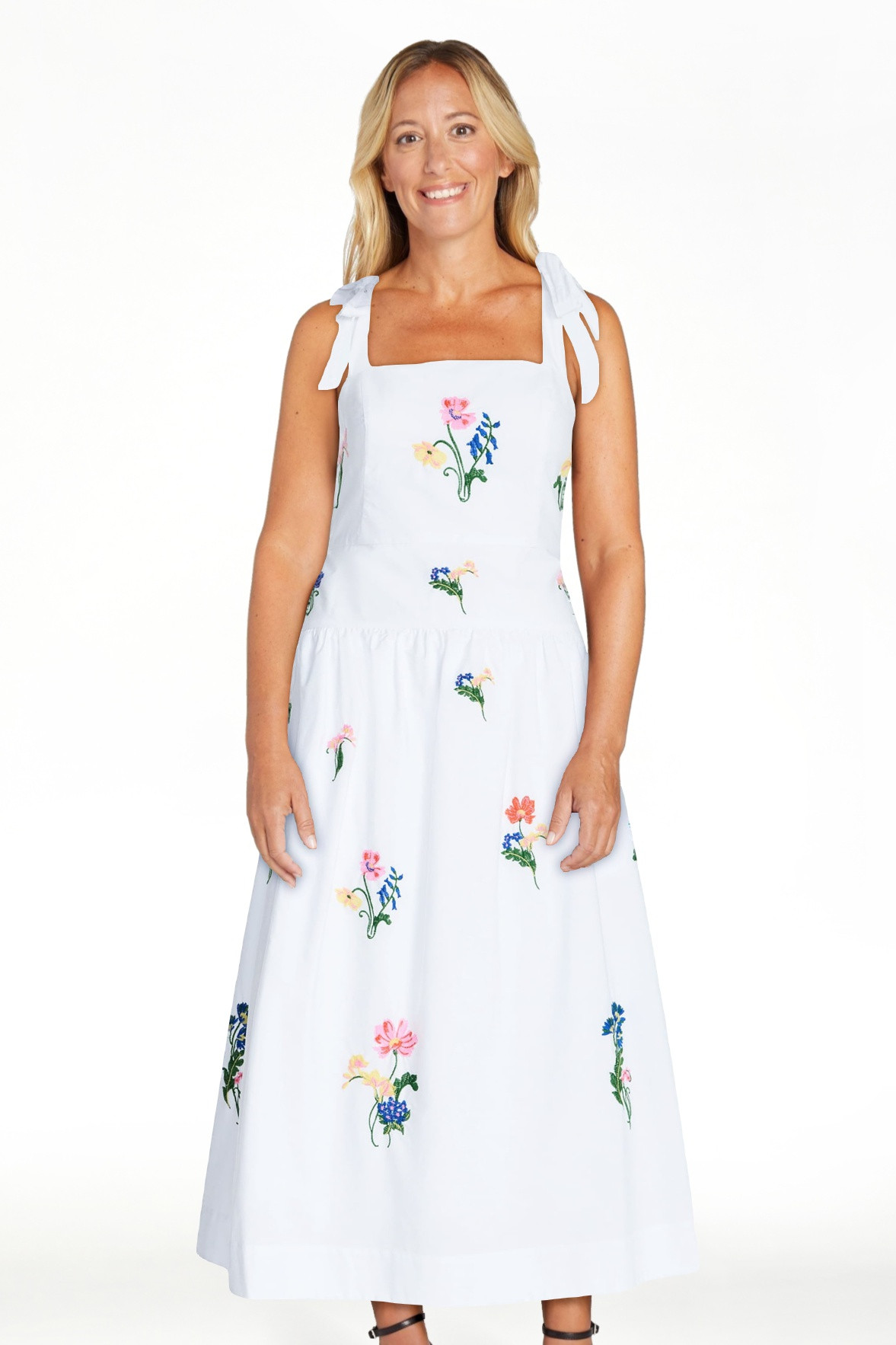 Free Assembly Women's and Women's Plus Embroidered Cotton Sleeveless Maxi Dress, Sizes XS-4X | Walmart (US)