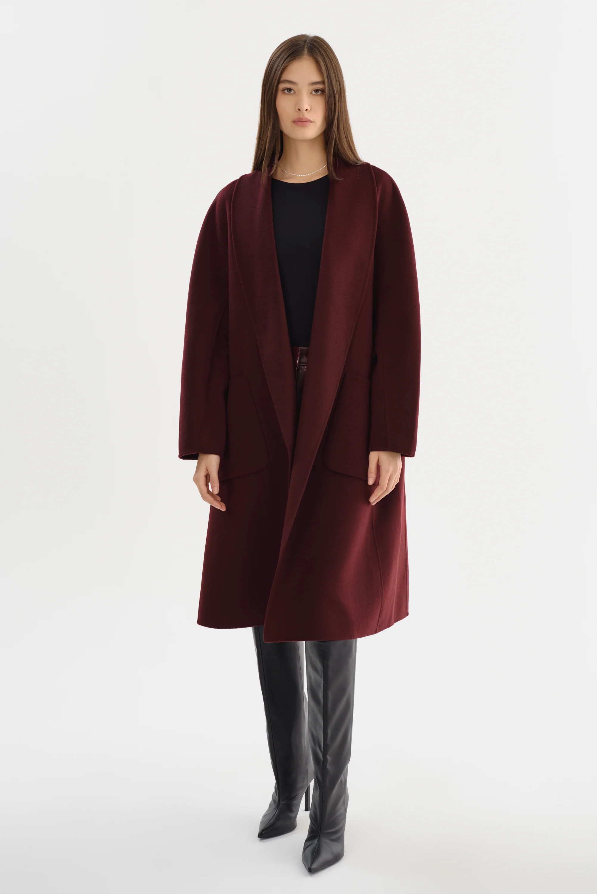 THARA | Shawl Collar Wool Coat | LAMARQUE