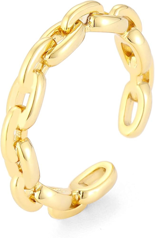 YBMYCM 18K Gold Plated Chain Link Rings Simple Stacking Eternity Twisted Knot Band Rings for Women G | Amazon (US)