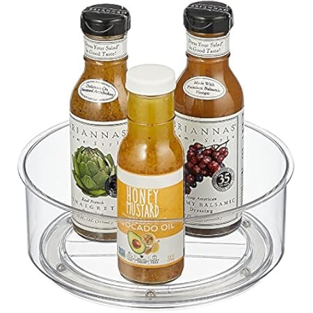 Home Intuition Round Plastic Lazy Susan Turntable Food Storage Container for Kitchen | Amazon (US)