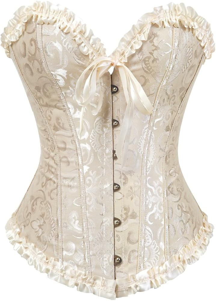 Zhitunemi Black Corset Top for Women Pirate Corsets Shapewear Steampunk Corset Overbust | Amazon (US)
