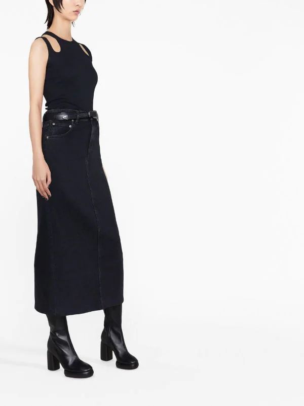 high-waisted straight denim skirt | Farfetch Global
