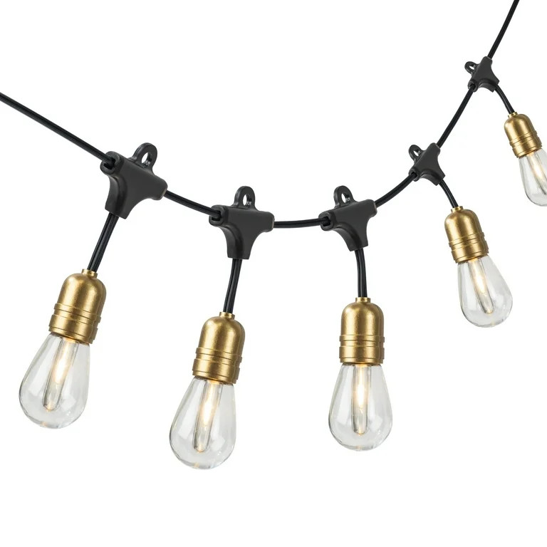 Better Homes & Gardens 10-Light Plug-in Gold Edison Outdoor String Lights | Walmart (US)