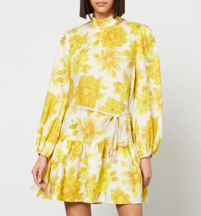 Alemais Sonny Floral-Print Linen Mini Dress | Coggles (Global)