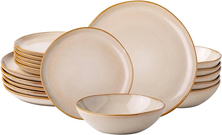 AmorArc Ceramic Dinnerware Sets,Handmade Reactive Glaze Plates and Bowls Set,Highly Chip and Crac... | Amazon (US)