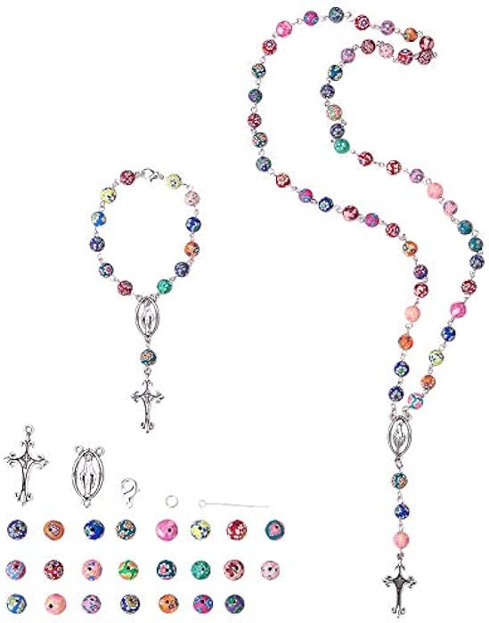 SUNNYCLUE 1 Box DIY 1 Set 8mm Polymer Clay Bead Rosary Necklace Bracelet Making Kit Alloy Jewelry... | Amazon (US)