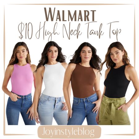 $10 Walmart Sofia Jeans Women's High Neck Tank Top, Sizes XS-XXXL / workwear / work top / layering top / skims look alike / look for less / dressy look / work outfit 

#LTKworkwear #LTKover40 #LTKfindsunder50