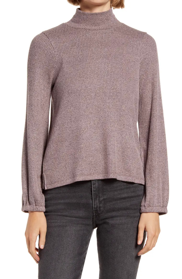Mock Neck Bubble-Sleeve Top | Nordstrom