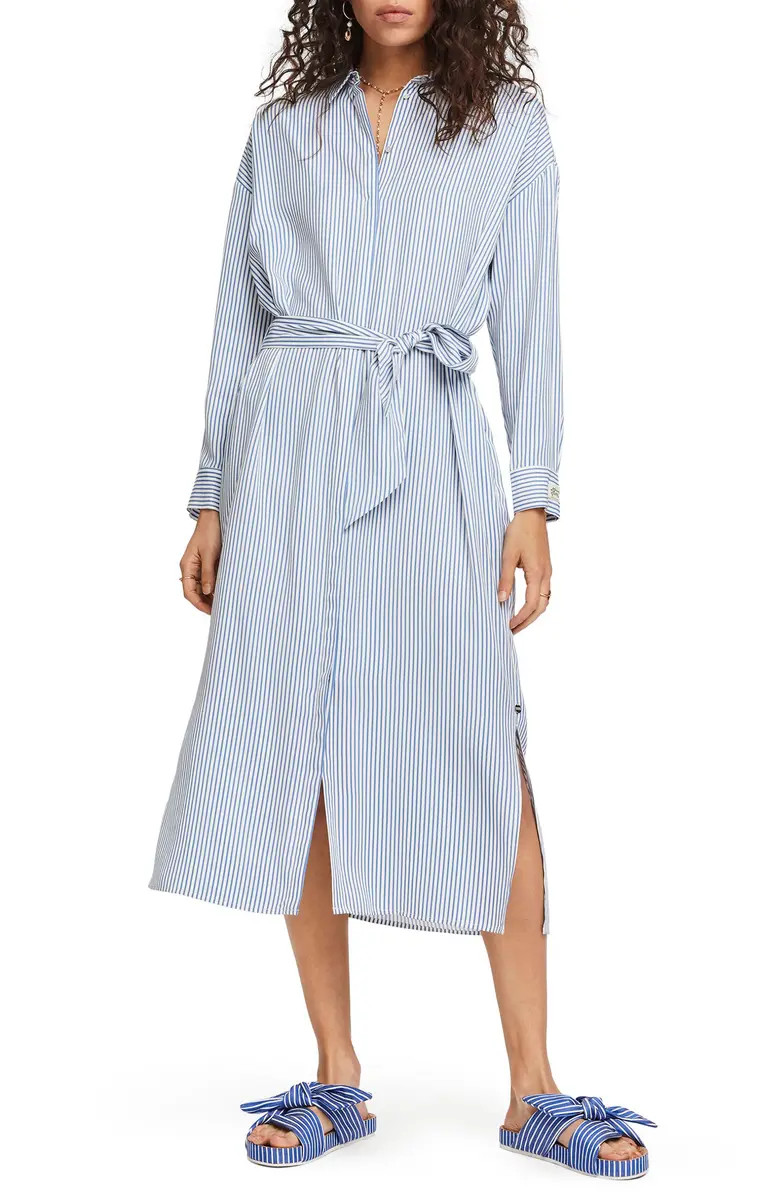 Stripe Belted Long Sleeve Midi Shirtdress | Nordstrom