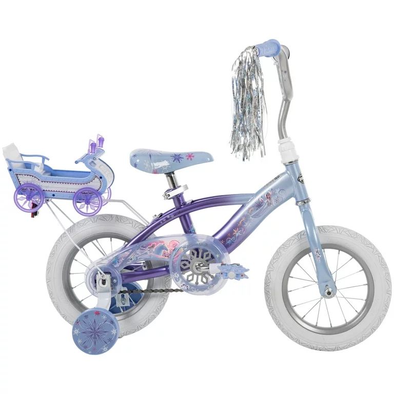 Disney Frozen 12 in. Bike with Doll Carrier Sleigh for Girl's, Ages 2+ Years, White and Purple by... | Walmart (US)