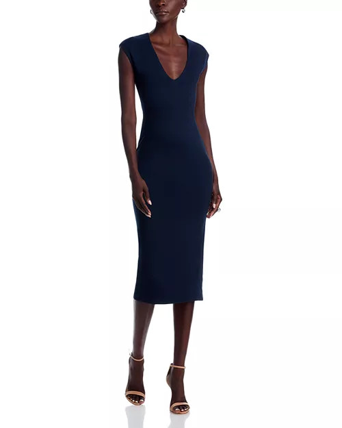 V Neck Ponte Short Sleeved Midi Dress - Exclusive | Bloomingdale's (US)