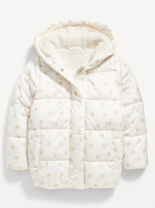 Cocoon Sherpa-Lined Hooded Puffer Jacket for Girls | Old Navy (US)