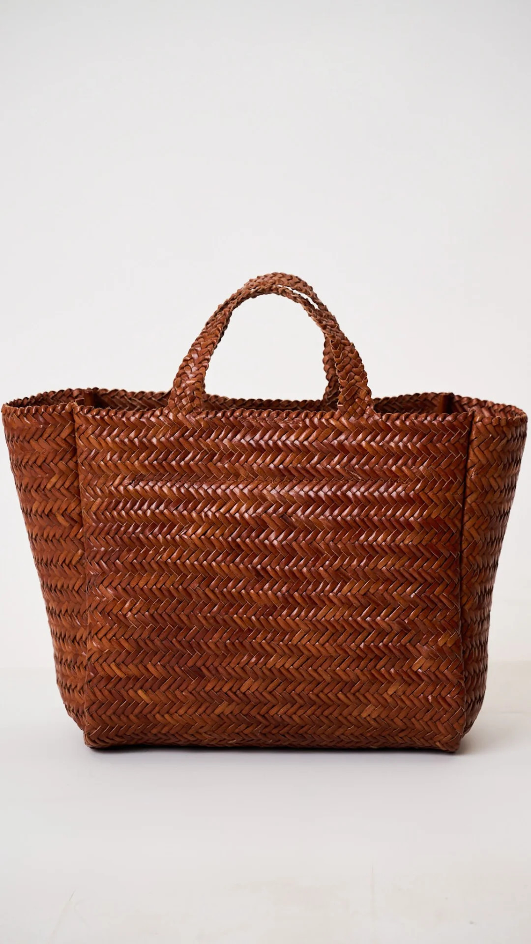 Haddie Large Tote - Brown Woven Leather | Marea