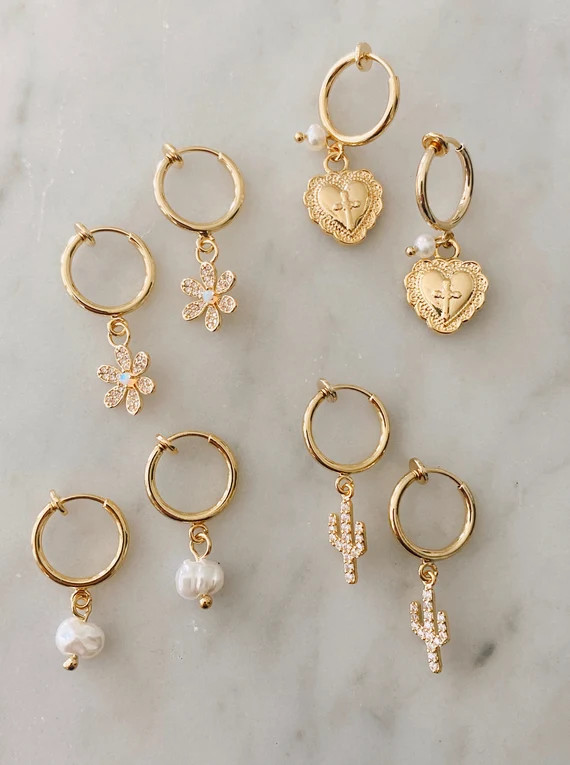 Charm Clip on Earrings  Clip on Earrings  Clip on Hoops  - Etsy | Etsy (US)