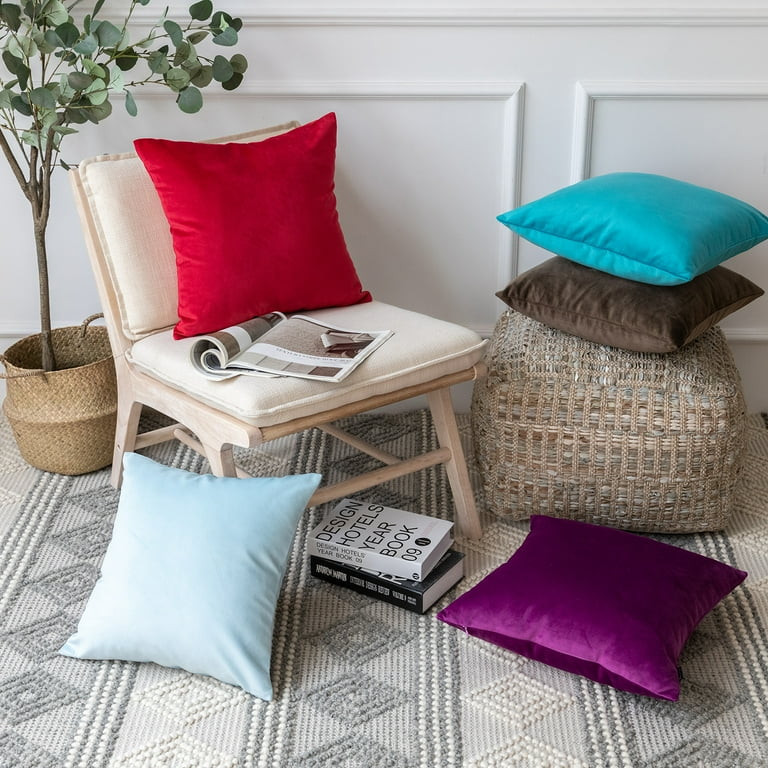 Phantoscope Soft Silky Velvet Series Square Decorative Throw Pillow Cusion for Couch, 18" x 18", ... | Walmart (US)