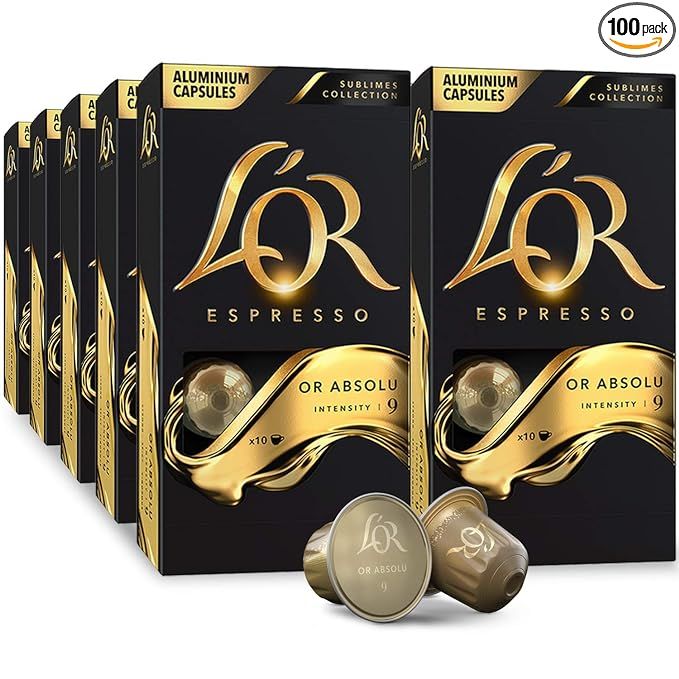 L'OR Espresso Capsules, 100 Count Or Absolu, Single-Serve Aluminum Coffee Capsules Compatible wit... | Amazon (US)