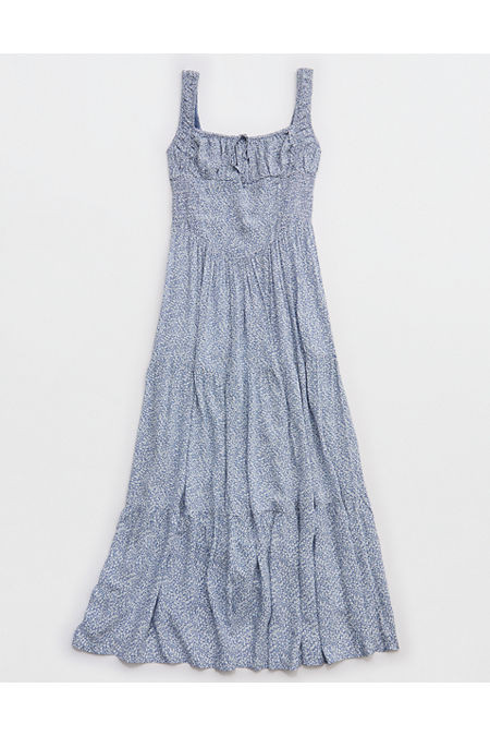 Aerie Corset Maxi Dress Women's Marbled Blue XXS | Aerie