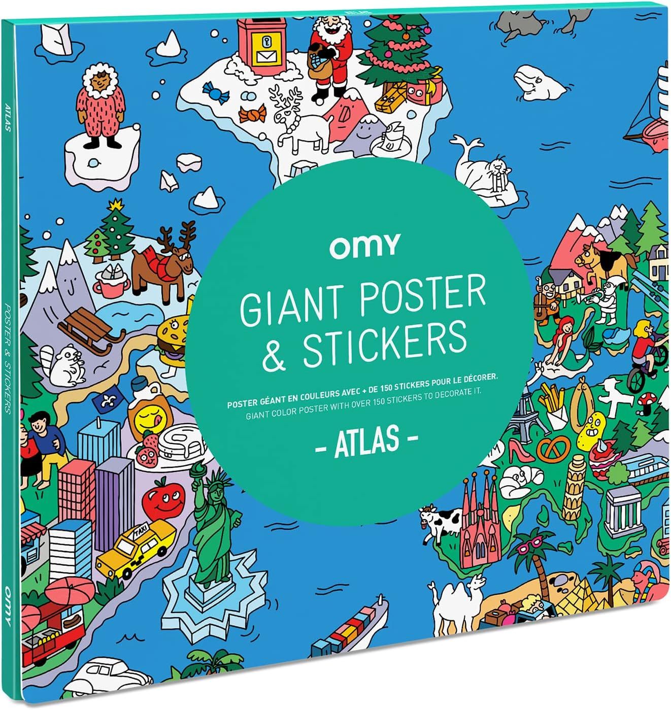 OMY Search and Find Giant Poster and Stickers Set, Atlas Around The World, 40 x 28 inches, Includ... | Amazon (US)