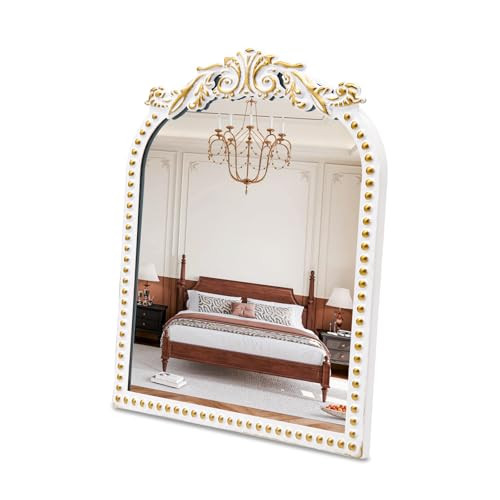 TopCity Vintage Vanity Makeup Desk Mirror Antique Arched Table Mirrors for Dresser,Baroque Decor Ornate Standing Mirror for Living Room,Tabletop,Bedroom 12.1" x 9.8" | Amazon (US)