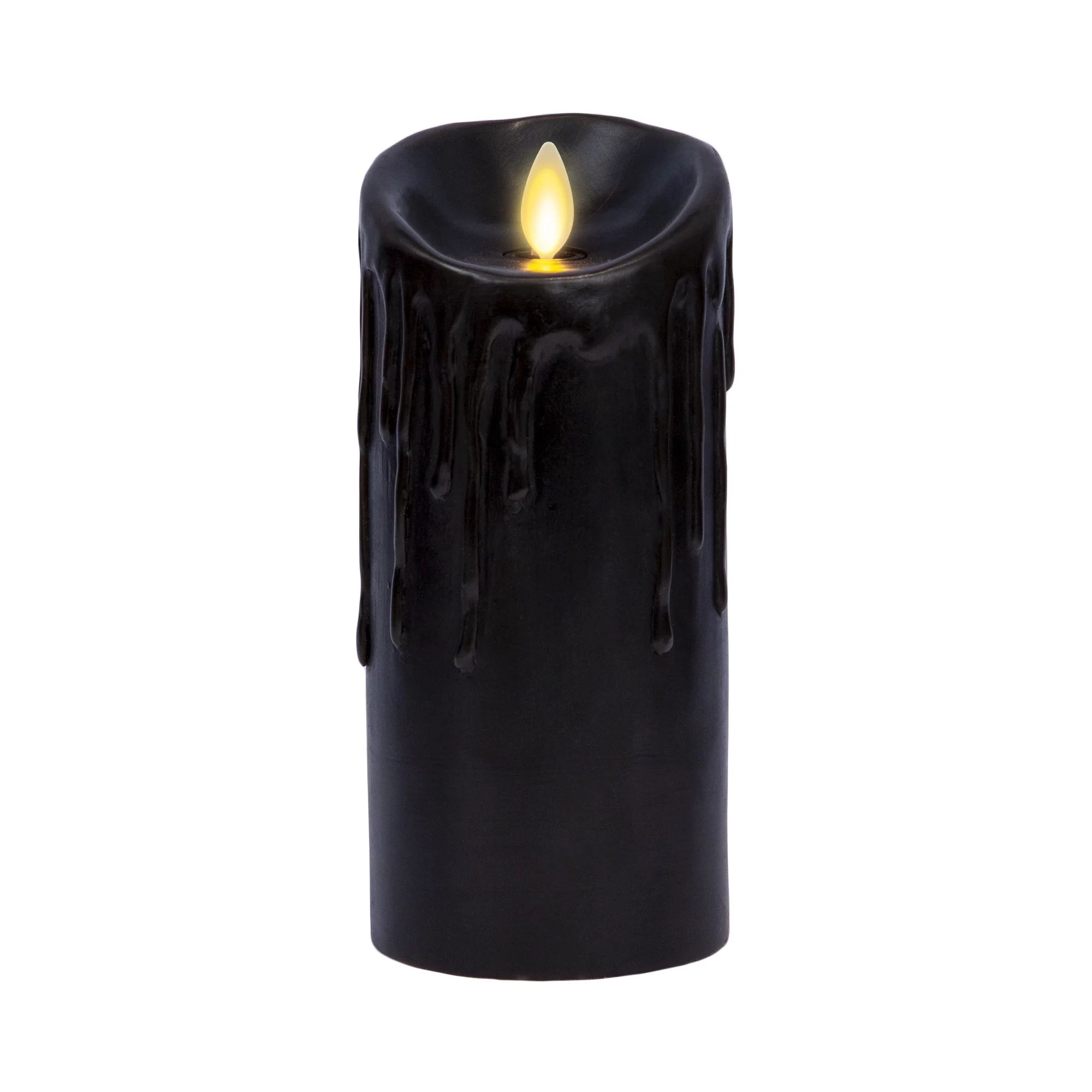 Luminara - Black Wax Drip Flameless Candle Pillar - Scallop Top Unscented - 3" x 6.5" - Walmart.c... | Walmart (US)