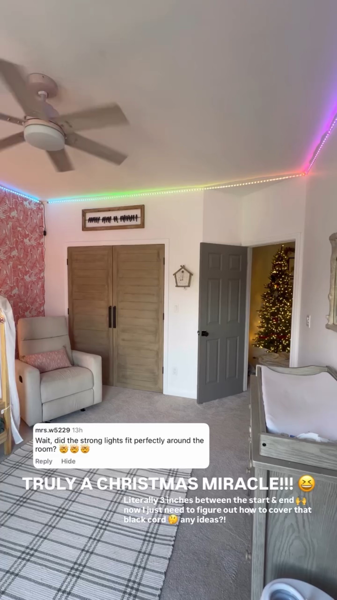 TRULY A CHRISTMAS MIRACLE!!! 😆 Literally 3 inches between the start & end 🙌 now I just need to figure out how to cover that black cord 🤔 Tap to shop these fun lights

bedroom, kid bedroom, bedroom setup 


#LTKmomlife #LTKdayinmylife #LTKgrwm