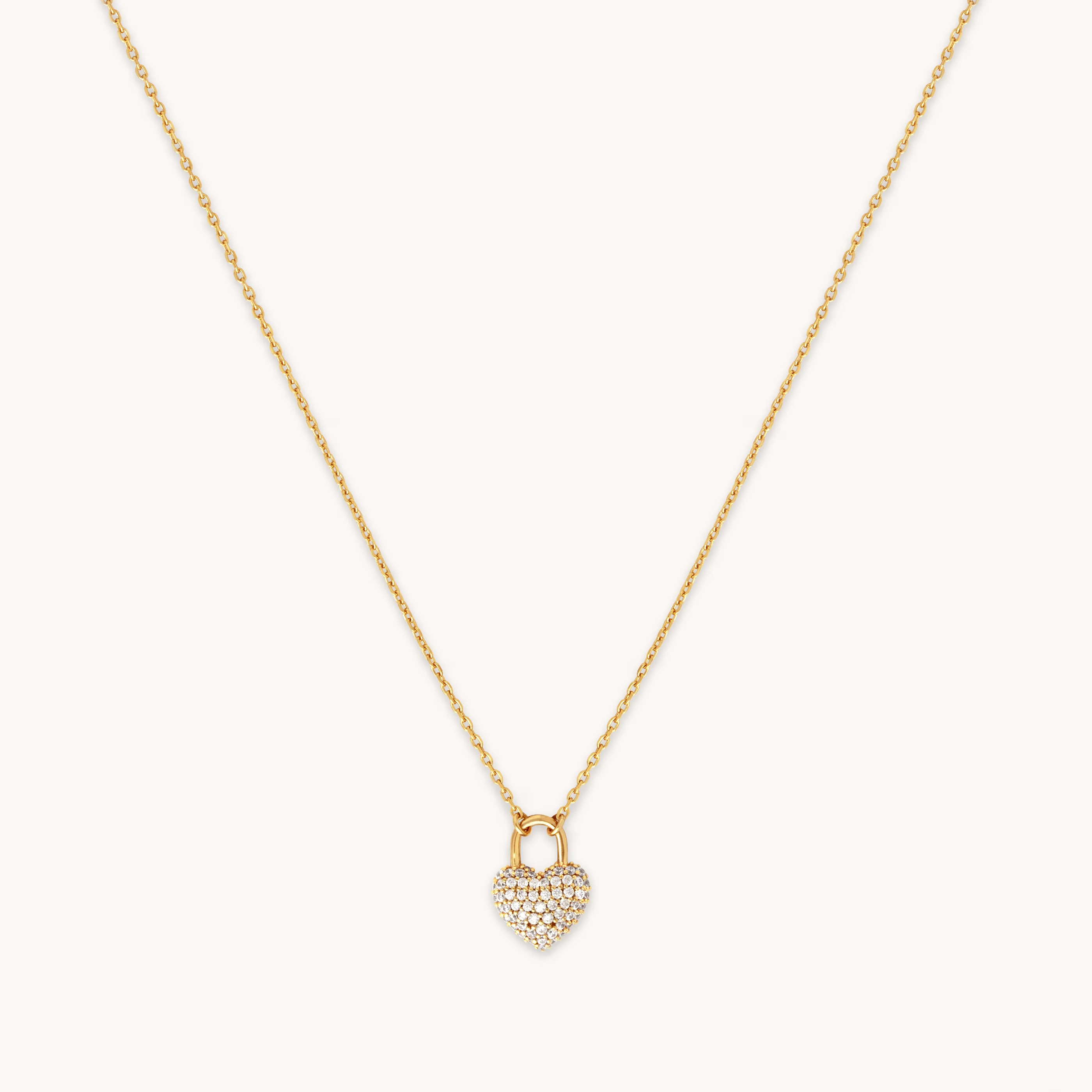 Heart Pavé Gold Pendant Necklace| Astrid & Miyu Necklaces | Astrid and Miyu