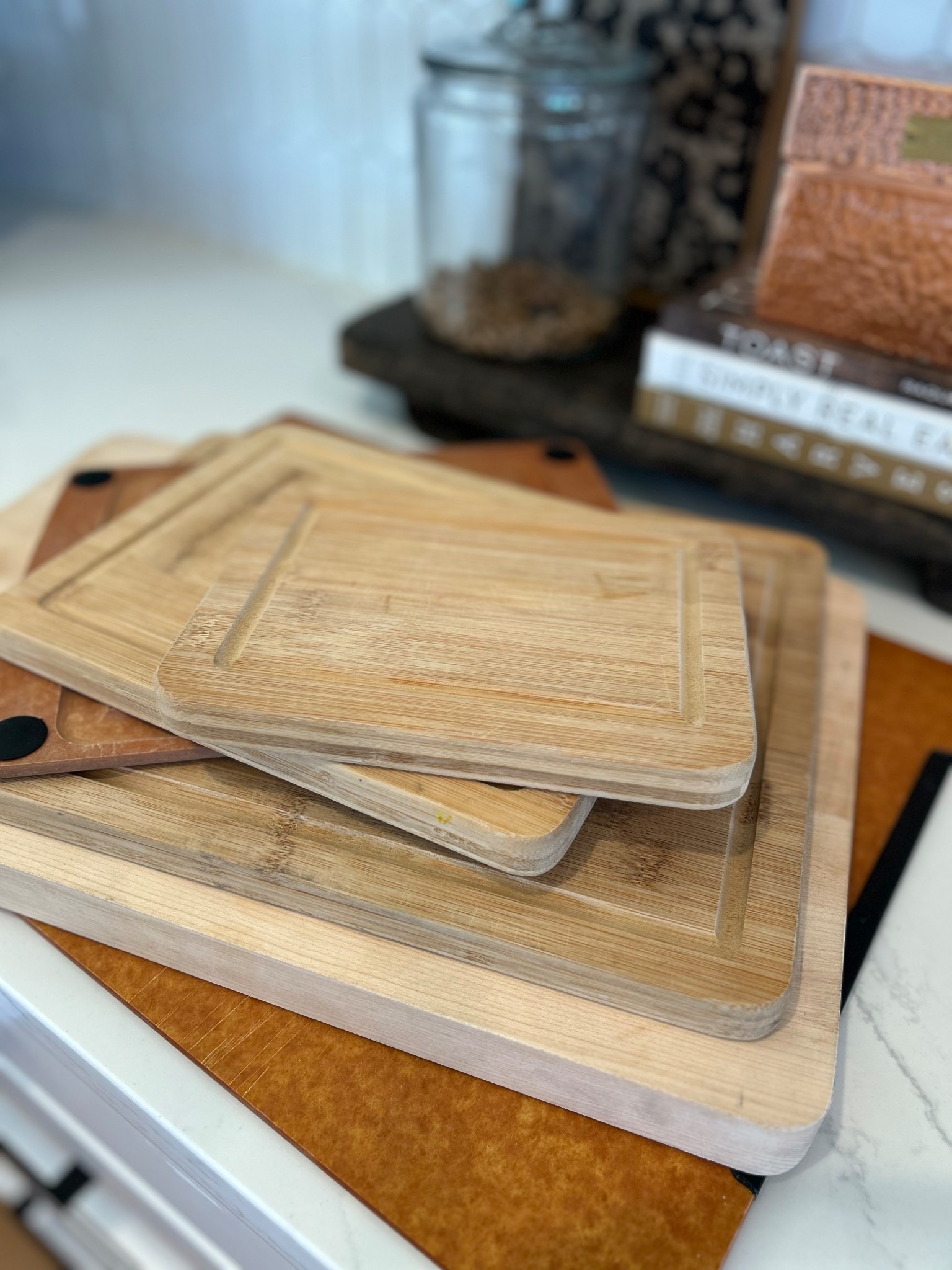 Better for you cutting boards, bamboo, wood
The better/ more affordable option of cutting boards are bamboo. Because bamboo doesn’t come in slabs, glue is used to bind pieces of bamboo together. Not always do we know the quality of the glue. 
A better option than this is Epicuran boards. These are more expensive but do use food safe glue to hold pieces of craft paper together to form the boards. 
The BEST option is all wood boards   

#LTKHome #LTKFamily