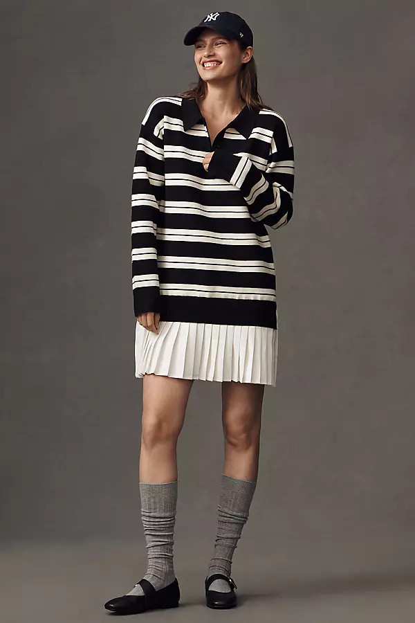 Long-Sleeve Polo Twofer Mini Dress | Anthropologie (US)