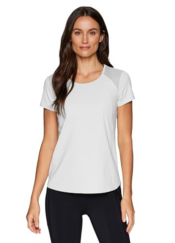 RBX Activewear Workout T-Shirt for Women, Breathable Mesh Panel Gym Running Tee Stretchy Super Soft Gym Top with Mesh White XS | Amazon (US)