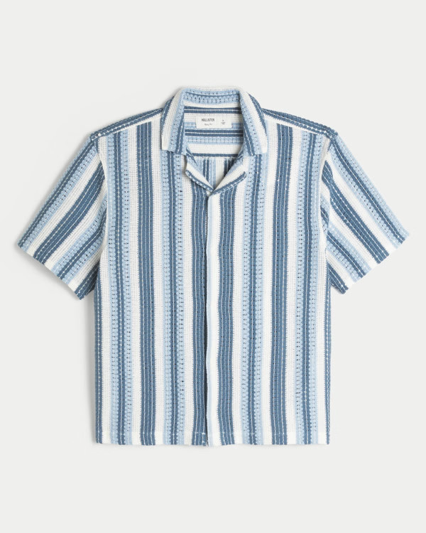 Men's Boxy Short-Sleeve Crochet-Style Shirt | Men's Tops | HollisterCo.com | Hollister (US)