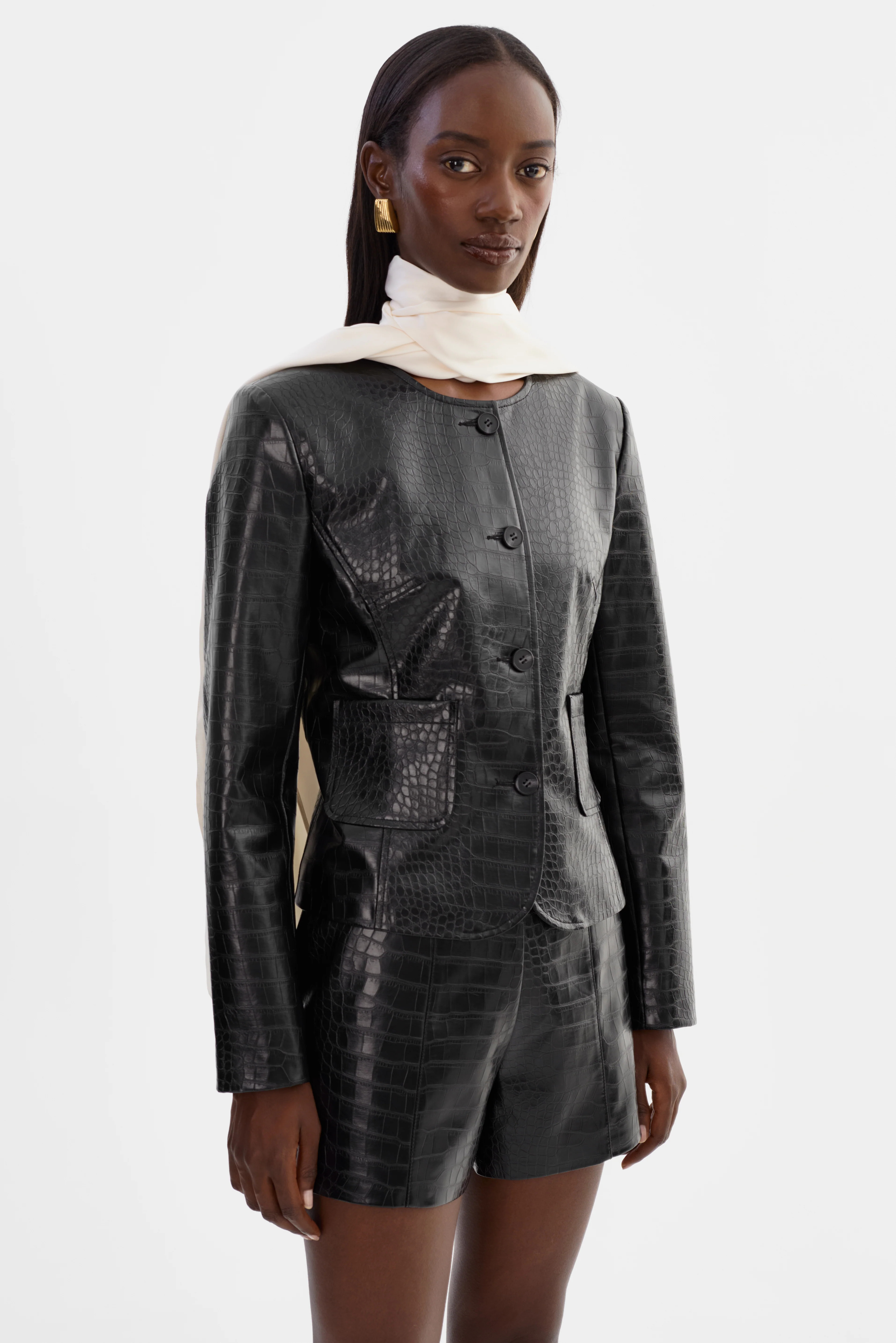 AGNES | Faux Leather Croco Jacket | LAMARQUE
