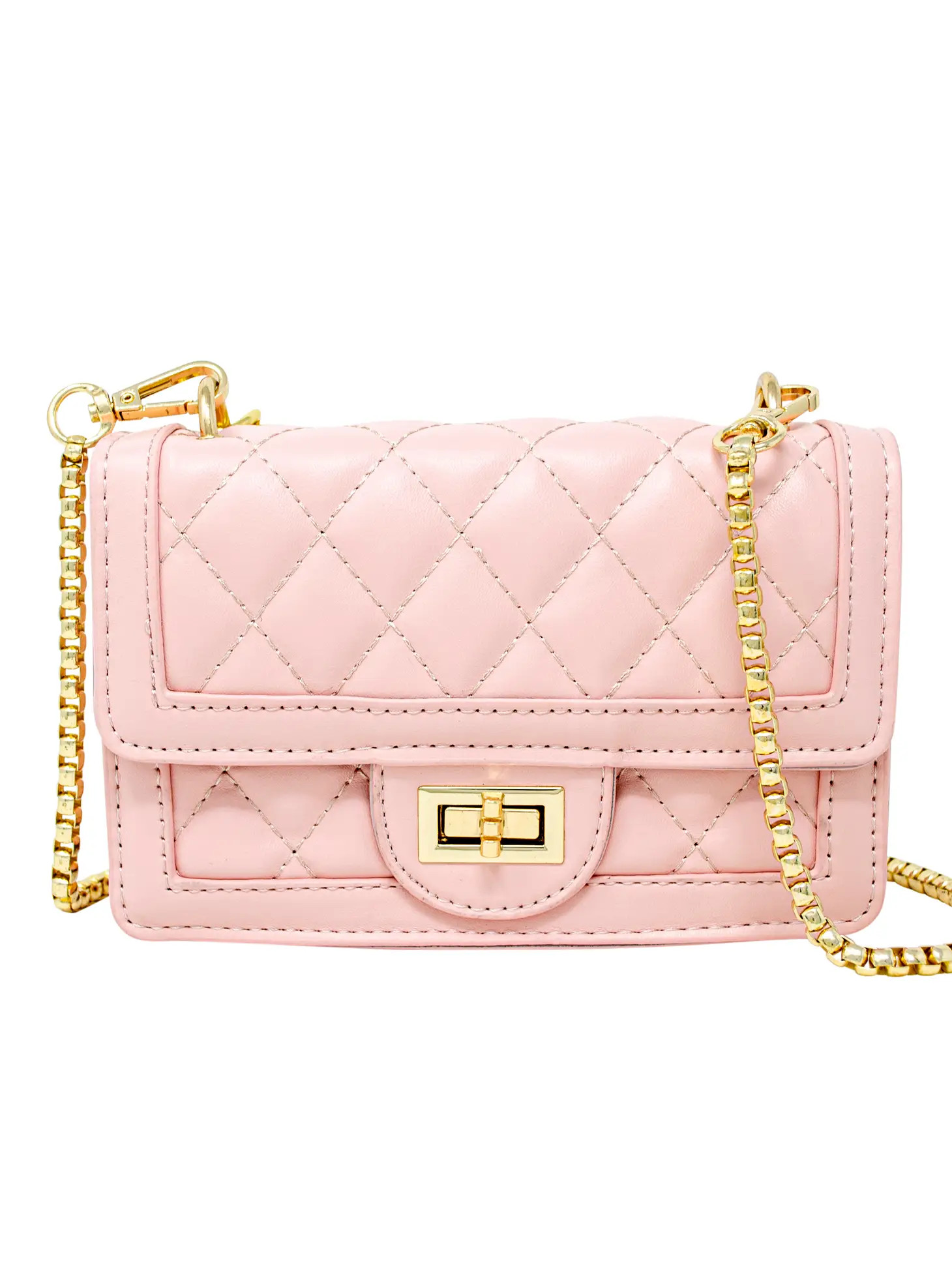 Classic Quilted Large Flap Handbag - Pink | JoJo Mommy