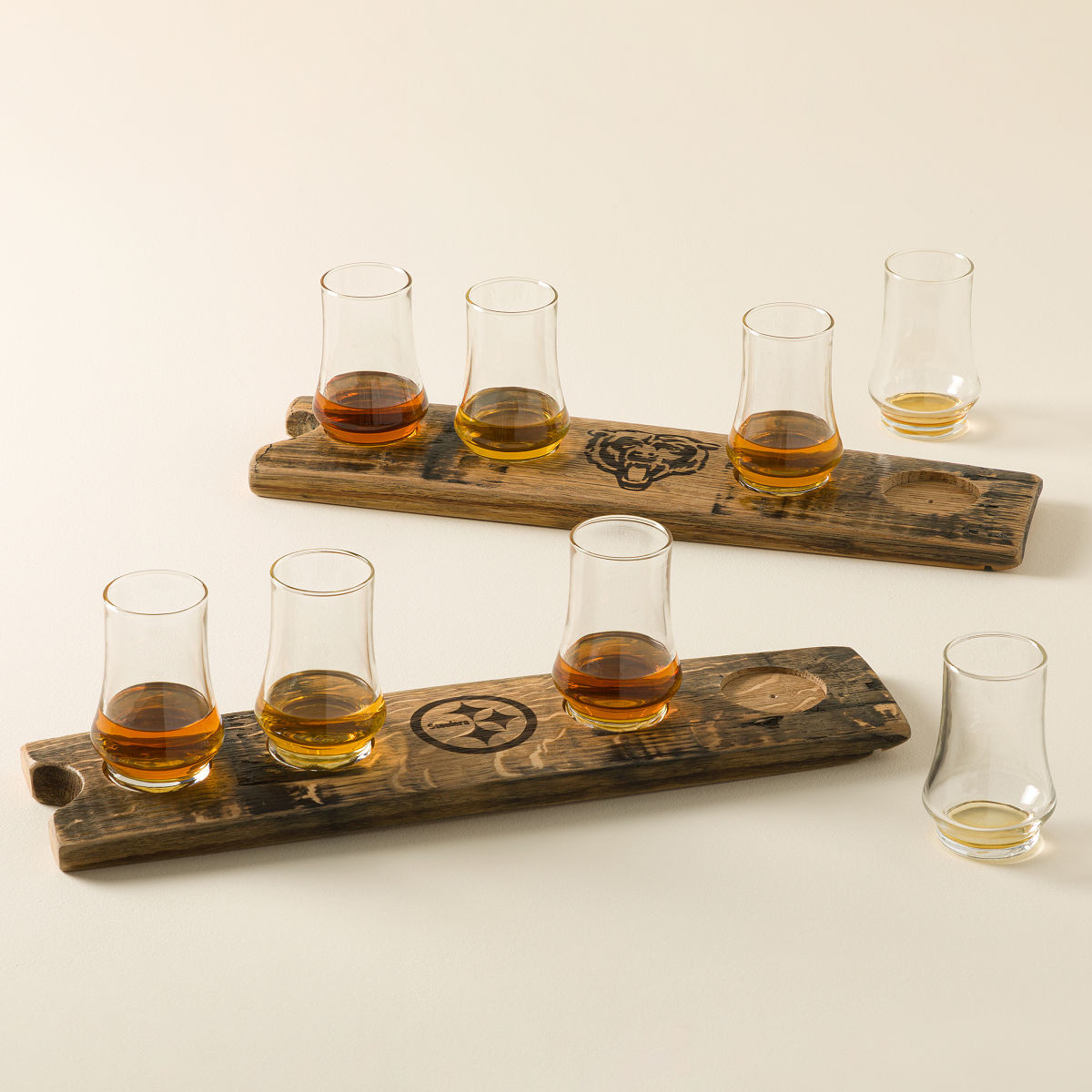 NFL Barrel Stave Whiskey Flight with Glasses | UncommonGoods