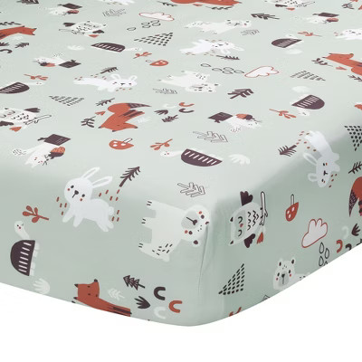 Bedtime Originals Animal Alphabet Sage Green Baby Fitted Crib Sheet | Target