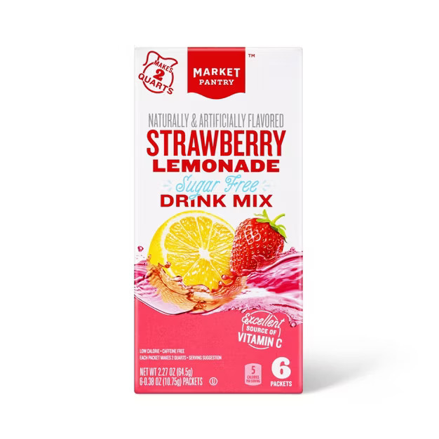 Strawberry Lemonade Sugar-Free Drink Mix - 6ct/0.38 fl oz - Market Pantry™ | Target