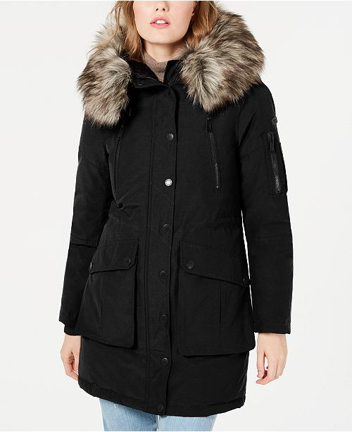 Faux-Fur Trim Hooded Anorak Puffer Coat | Macys (US)