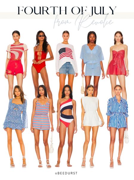 Fourth of July looks from Revolve, Fourth of July outfit, Fourth of July dress, Fourth of July swimsuit, white dress, red swimsuit, patriotic outfit

#LTKswim #LTKFind #LTKSeasonal