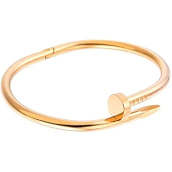 Mother's Day Gift Gold Tone 316L Stainless Steel Heart Open Nail Bracelet Cuff Bangle Gifts for Wome | Amazon (US)