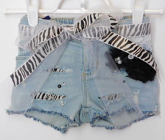 Girls Custom Hand Distressed and Embellished Denim Jean shorts and pants for baby and kids | Etsy (US)