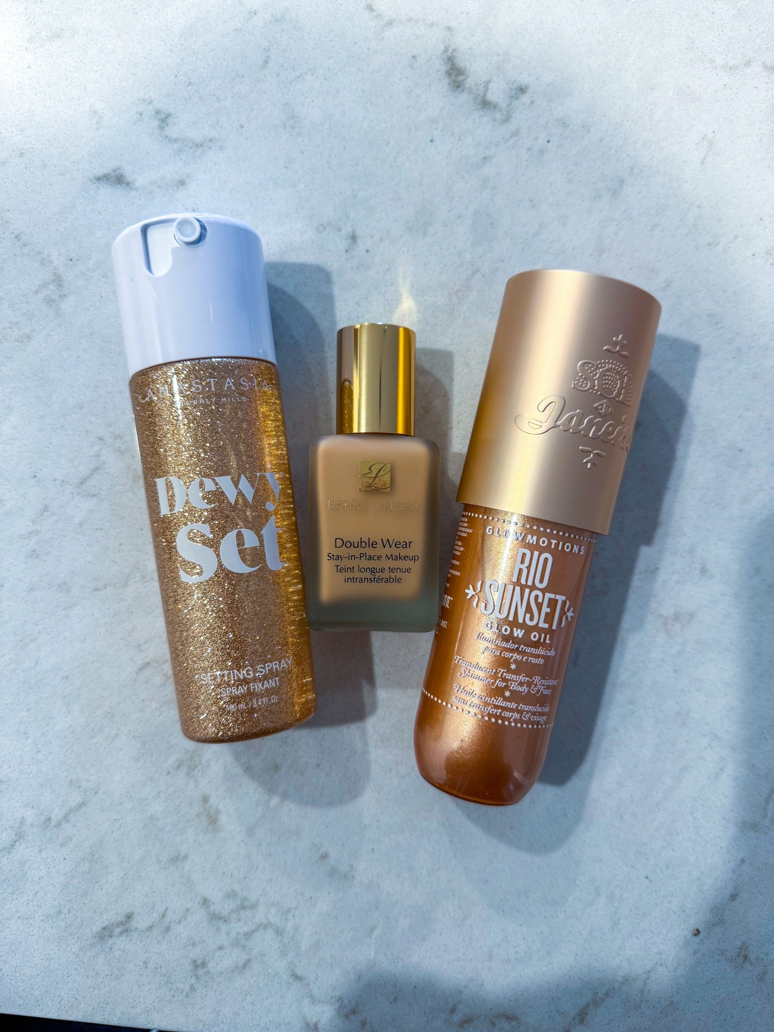 Sephora restock on two essentials & trying a new product too! 👌🏼✨ I love my Anastasia Dewy Set Spray & my tried & true Double Wear foundation! Added the Glow Oil from Sol De Janeiro for a nice glow ! I’ve seen some makeup artists using it & the shimmer looks so fire! 

#GlowOil #GlowMotions #SolDeJaneiro #Sephora #SpringMakeup #SummerShimmer #Sparkle #MakeUpHaul #MiniHaul #Beauty 

#LTKFestival #LTKFindsUnder50 #LTKBeauty