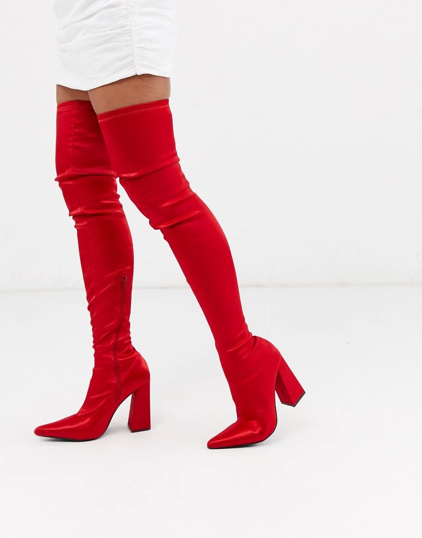 Glamorous thigh high sock boots-Red | ASOS (Global)
