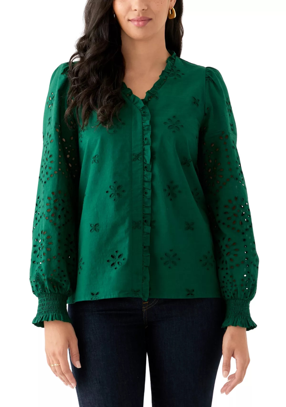 Crown & Ivy™Women's Long Sleeve Ruffle Top | Belk